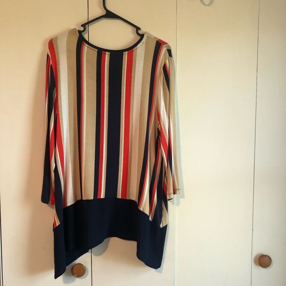 Striped Tunic Length Blouse Top - Picture 4 of 4